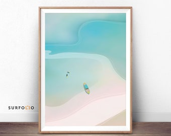 Aerial Ocean View Print, Scuba Diving, Snorkeling, Beach Paradise (Digital Download)
