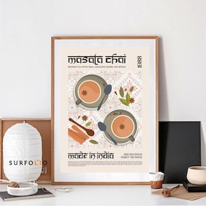 Masala Chai, Impresión de té indio, Póster de Masala, Comida de Mumbai, Cocina india, Arte con estampados indios, Arte mural de Masala, Amante de la gastronomía india, Amante del té