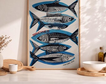 Vintage Sardine Print | Portugal Fish Wall Art (Digital Download)