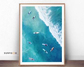 Aerial Surfers Print, Aerial Surf, Drone Photography, Surf Poster, Aerial Photography, Surfboard Print, Surfing Wall Art, Aerial Surf Photo