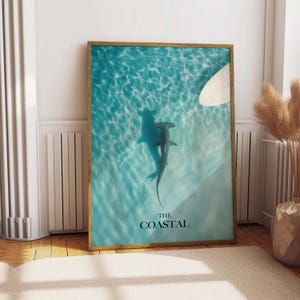 Hammerhai Küsten Wand Kunst Ozean Ästhetik Hai Kunstdruck Strand Haus Dekor Surf Art Poster Nautische Wandkunst Tropische Wand Art Deco