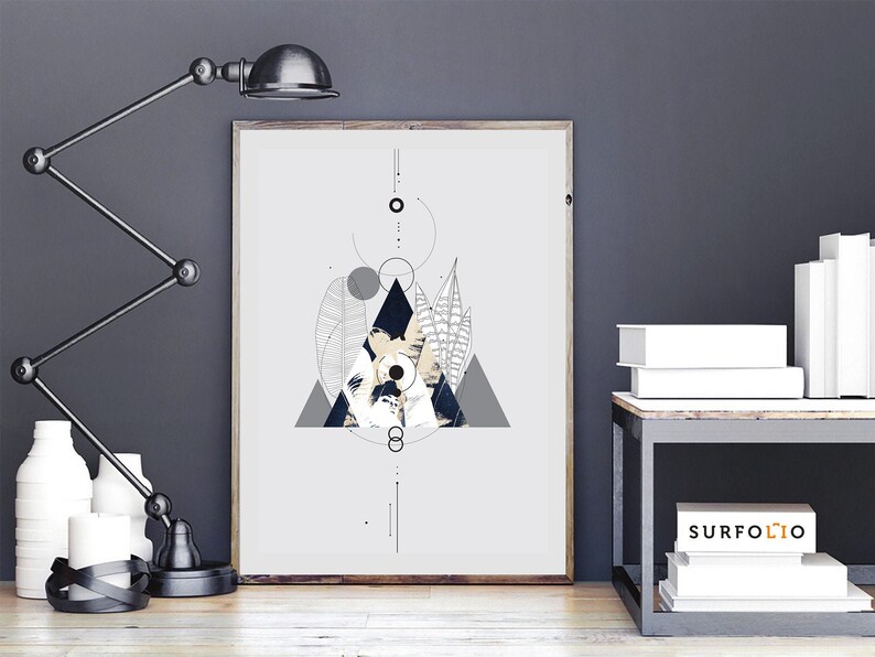 Abstract Wall Art Geometric Art Triangle Wall Art Graphic Art Etsy