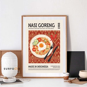 Impresión Nasi Goreng, Cartel de Nasi Goreng, Decoración de arte de cocina, Decoración de cocina retro, Nasi Goreng Delicioso, Amante de Nasi Goreng, Arte de pared de comida