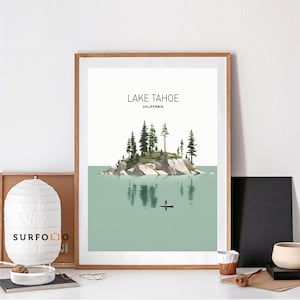 Lake Tahoe Print Lake Tahoe Poster Lake Tahoe Travel Lake Tahoe Wall Art Lake Tahoe Gift Lake Tahoe Minimal Lake Tahoe Minimalist Retro Art