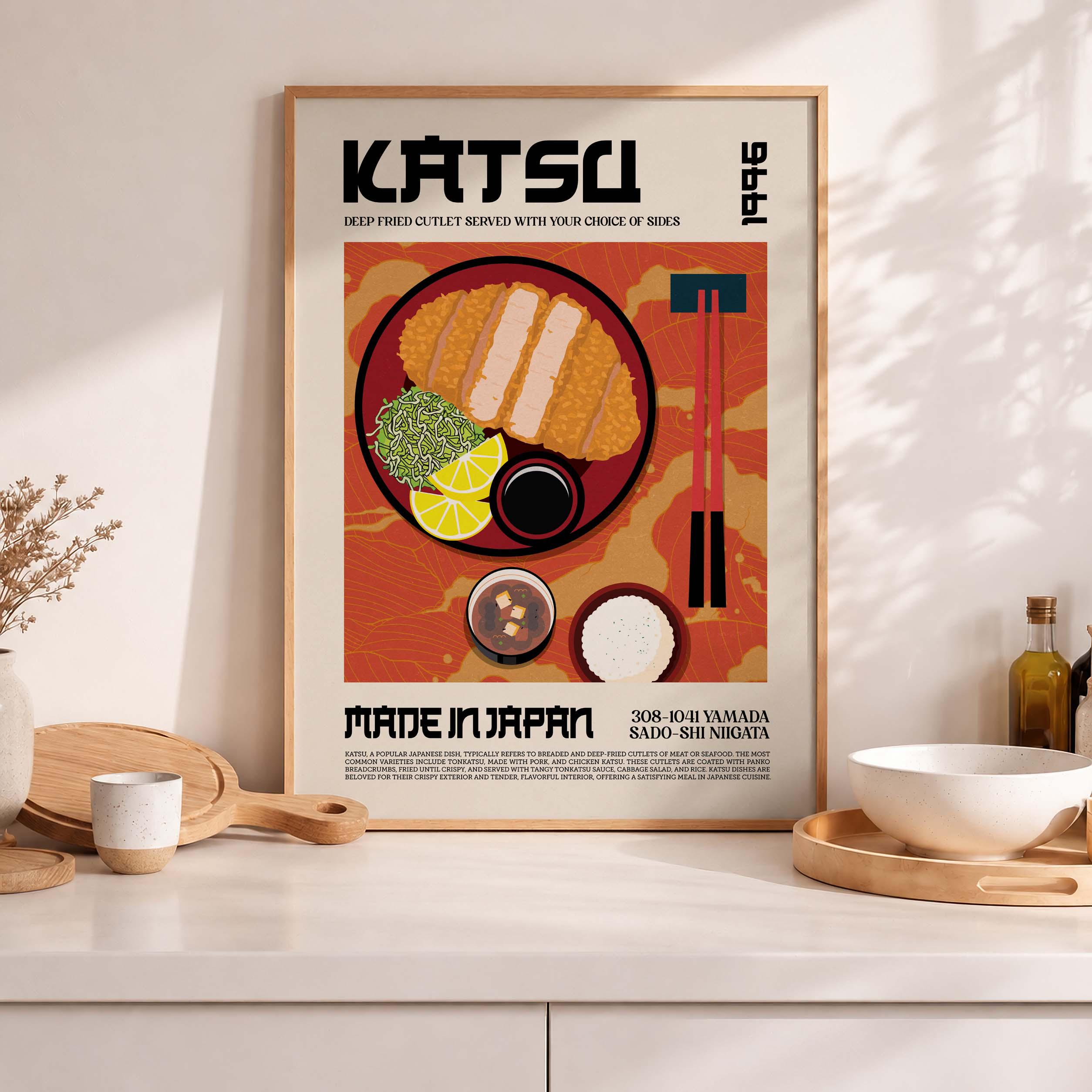 Katsuページ Katsu Japanese Food Art Print | Kitchen Poster (digital Download
