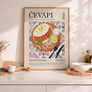 Estampe de Ćevapi serbe | Art culinaire des Balkans (Téléchargement numérique)