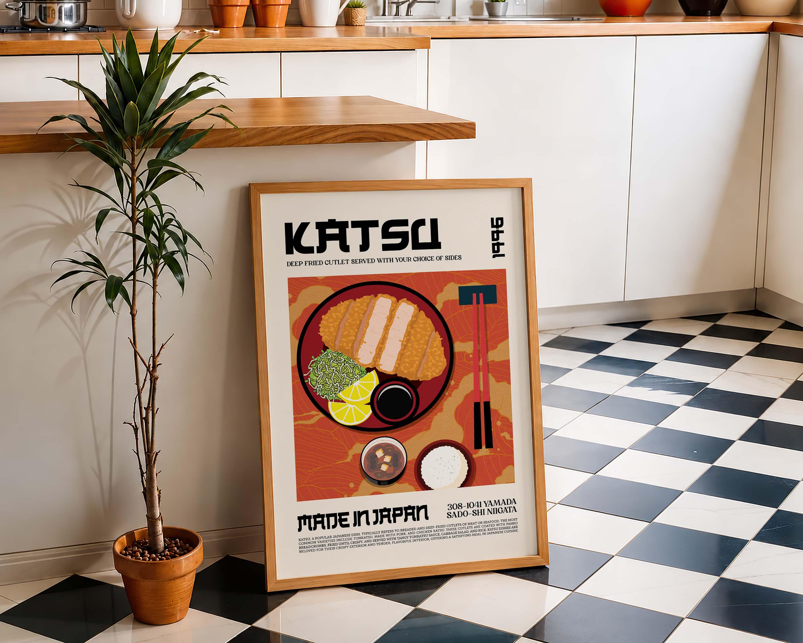 Katsu Japanese Food Art Print | Kitchen Poster (digital Download