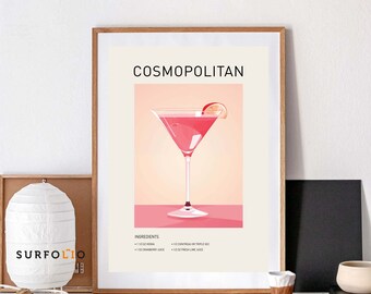Cosmopolitan Cocktail Recipe Art Print (Digital Download)