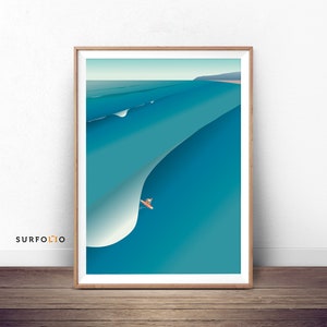 Morgen Strand Druck Surfing Poster Surf Luftaufnahme Surf Art Decor Jagen Sonnenaufgang Morgen Brandung Brandung Ozean Druck Surf Illustration