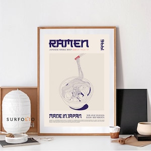 Ramen Print, Japanese Ramen, Ramen Noodles Art, Ramen Poster, Noodles Illustration, Ramen Line Art, Ramen Lover, Ramen Kitchen, Food Print