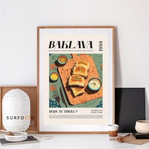 Baklava de dinde dessert turc Baklava pistache loukoums art mural dinde cuisine turque affiche de cuisine pâtisserie dinde Baklava fin gourmet