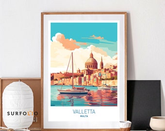 Valletta Malta Print, Coastal Cityscape, Mediterranean Travel Poster (Digital Download)