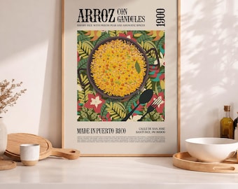 Puerto Rico Arroz Con Gandules Food Caribbean Flavor National Food Latin America Food Puerto Rico Cuisine Kitchen Poster Puerto Rico Decor