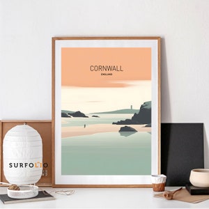 Cornwall Print Cornwall Poster Cornwall Travel Cornwall Wall Art  Cornwall Gift Cornwall Minimal Cornwall Minimalist Cornwall Retro