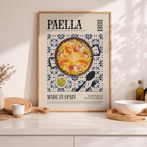 Paella Art Print, Spain Food Poster, Valencia Cuisine (Digital Download)