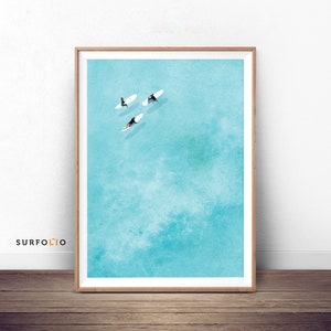 Morgen Strand Druck Surfing Poster Surf Luftaufnahme Surf Art Decor Jagen Sonnenaufgang Morgen Brandung Brandung Ozean Druck Surf Illustration