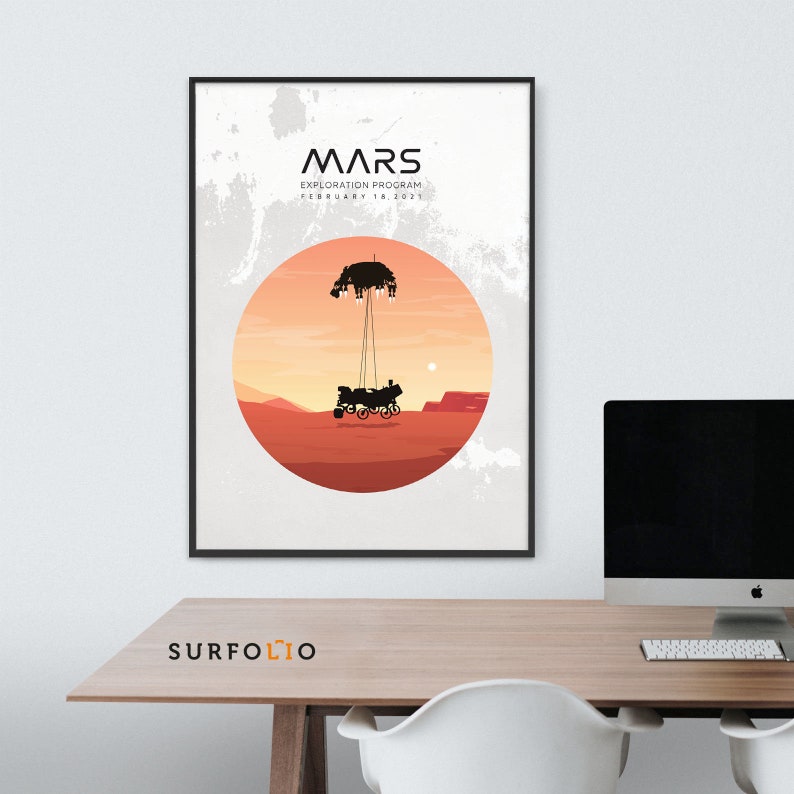 Mars Perseverance, Mars Poster, Mars Travel Poster, Mars Wall Art, Mars ...