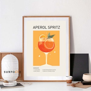 plakat aperol spritz wydruk aperol spritz dekoracja aperol spritz wydruki alkoholowe sztuka baru plakat koktajlowy klasyczne koktajle wydruki barowe