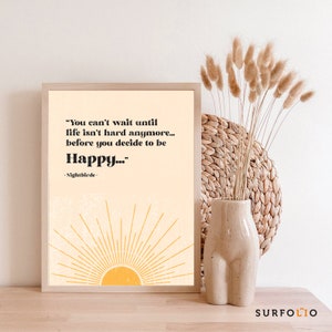 Impressão "Bem Diga", "Pássaro Noturno", pôster com citações felizes, "Bem Diga", impressão "Brilho do Sol", pôster com o nascer do sol, impressão "Está Tudo Bem", impressão "Sol Feliz"