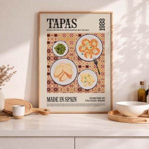 Tapas Art Print, Spain Food Poster, Kitchen Decor (Digital Download)