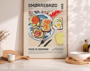 Smorrebrod Print, Danish Open Faced Sandwich Art (Digital Download)