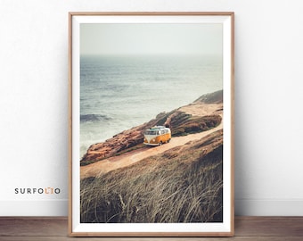 Surfboard Print Retro Surf Van Print Combi Van Surfboard Travel Beach Print Vintage Surfboard Morning Surf Beach Retro Surf Van