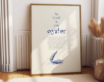 The World Is Your Oyster – Poster, Küchen Wandkunst, Küsten Illustration (Digitaler Download)
