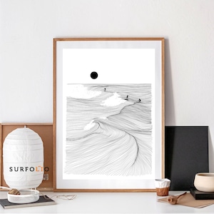 Waves Line Art, Waves Line Minimal, Waves Line Print, Surfing Waves Poster, Surfing Minimal Print, Surf Line Art, Surf Line Minimalist
