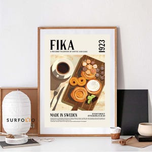 Fika Print Sweden Food Art Cakes and Coffee Chokladbollar Semla Food Art Sweden Cuisine Breakfast Roll Swedish Foodie Lover Cinnamon Roll