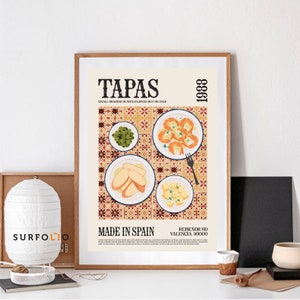 Tapas Art Print, Tapas Poster, Tapas Food Art, Spain Cuisine, Spain Food Art, Kitchen Art Decor, Valencia Art, Valencia Print, Food Print
