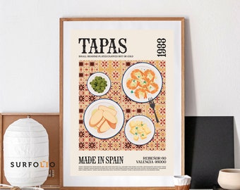 Tapas Art Print, Spain Food Poster, Kitchen Decor (Digital Download)