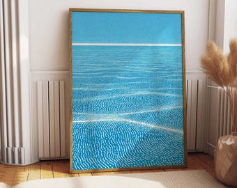Arte de olas marinas, estampado abstracto azul, regalo para amantes del océano, arte de decoración costera, océano minimalista, arte marino único (descarga digital).