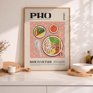 Pho Noodle Soup Art Print, Vietnam Cuisine (Digital Download)