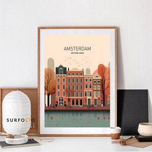 Amsterdam Print Amsterdam Poster Amsterdam Travel Amsterdam Wall Art Amsterdam Gift Amsterdam Minimal Amsterdam Minimalist Amsterdam Retro