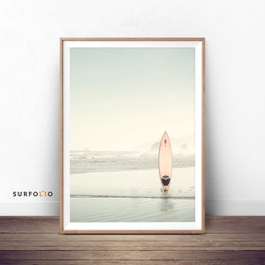 Gelbes Surfbrett Druck Strand Dekor druckbares Poster Wohnheim Dekor Surf Kunst druckbare Wandkunst Strand Kinderzimmer Surfbrett Poster Meereswellen