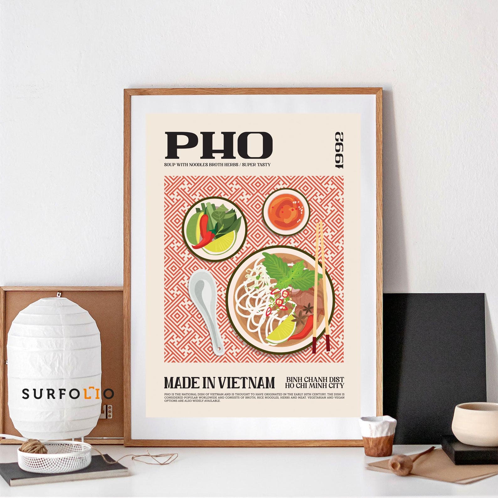 Pho Art Print, Pho Noodle Art, Pho Soup Poster, Pho Vietnam Art, Food