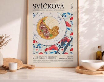 Cartel de Svíčková / Impresión de arte de comida checa (descarga digital)