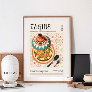Tagine Art Print, Morocco Poster, Kitchen Art Decor, Retro Kitchen Decor, Tagine Delicious, Tagine Art Lover, Food Print, Kitchen Poster
