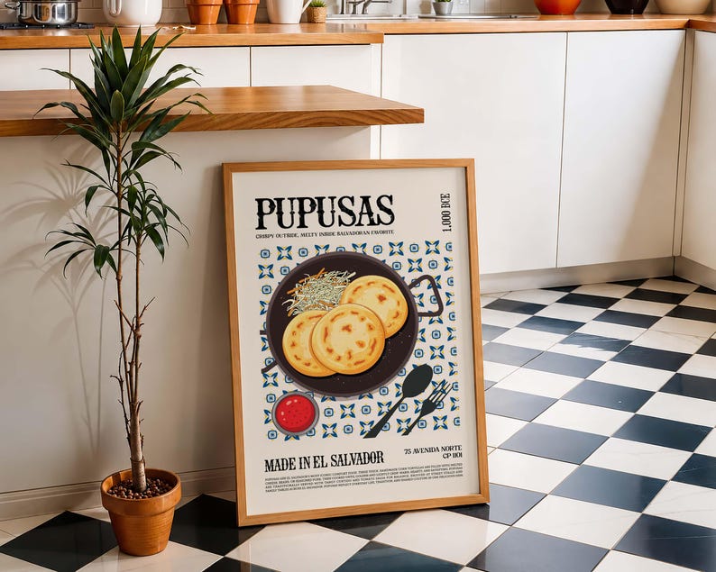 Pupusas Art Print: Salvadoran Food, El Salvador Kitchen Wall Decor (Digital Download) image 2