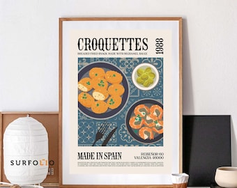 Croquettes Art Print, Spain Cuisine Poster (Digital Download)