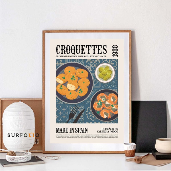 Croquettes Art Print, Croquettes Poster, Croquettes Food Art, Espagne Cuisine, Espagne Food Art, Cuisine Art Decor, Wall Art Print