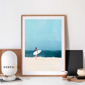 Morning Beach Print Surfing Poster Surf Art Decor Chasing Sunrise Morning Surf Beach Surf Ocean Print Surf illustration Minimal Ocean Art