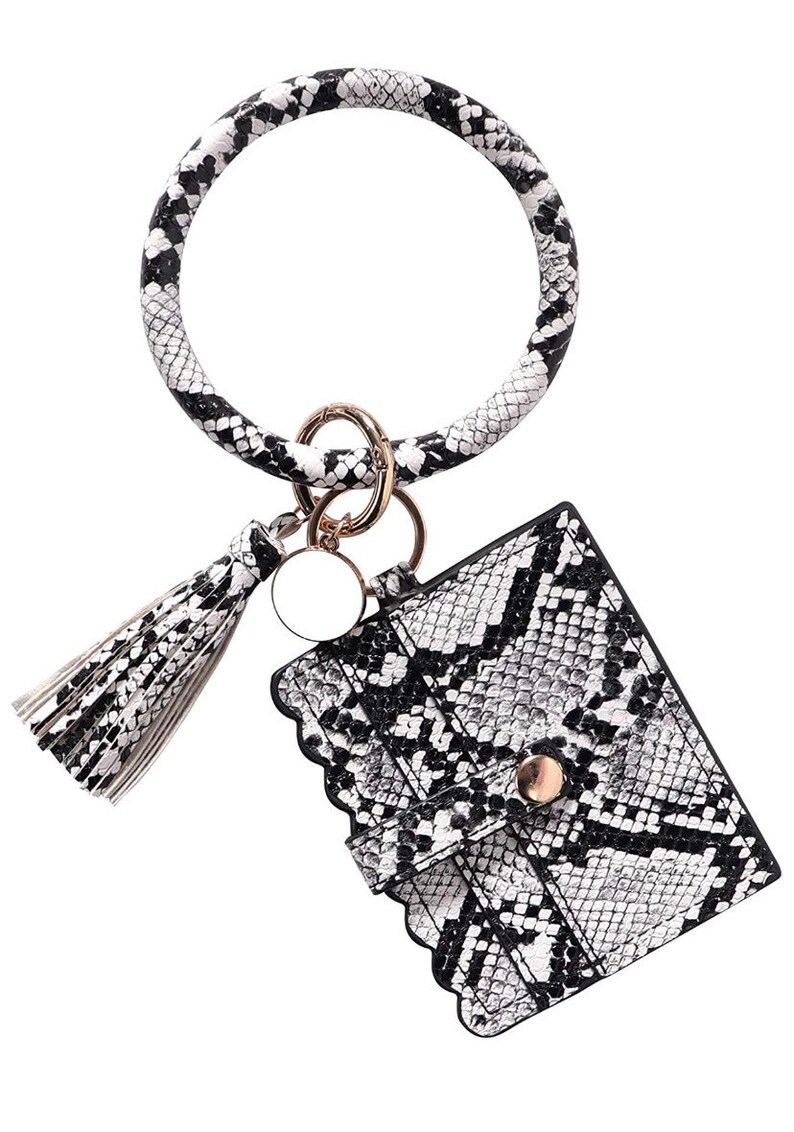 white keychain wallet