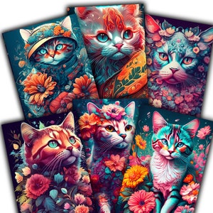 Cat Postcards Set: Set of 6 Unique Illustrations Standard Size 4 x  6 - Perfect for cat lovers and snail mail enthusiast