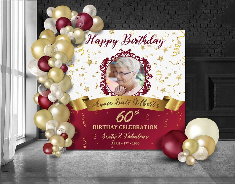 Hot Red and Gold Backdrop Gold Glitter Backdrop Decoration 50th Birthday Backdrop Burgundy and Gold Custom Printed Vinyl Backdrop #71