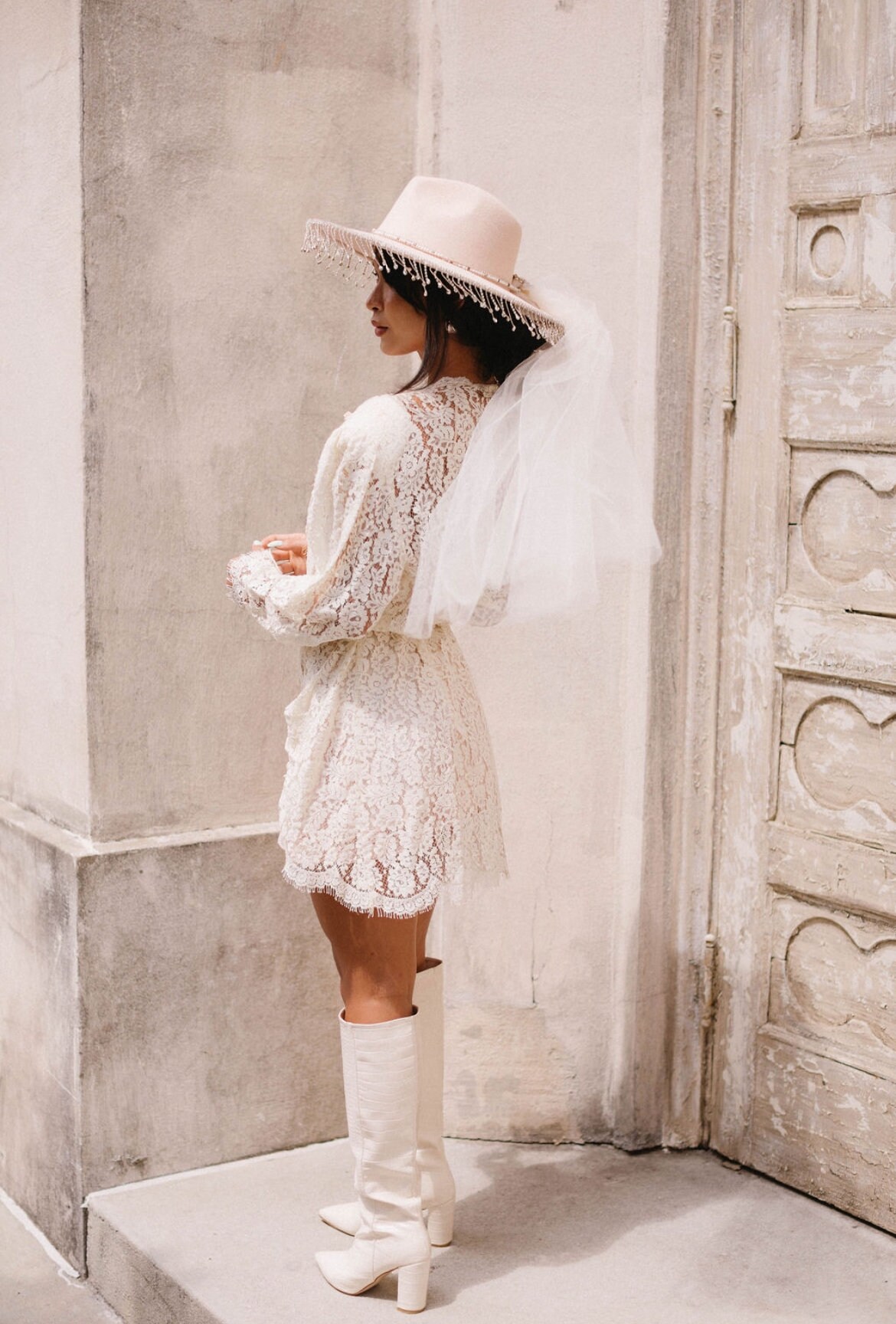 Vintage Lace Up Collar Dress