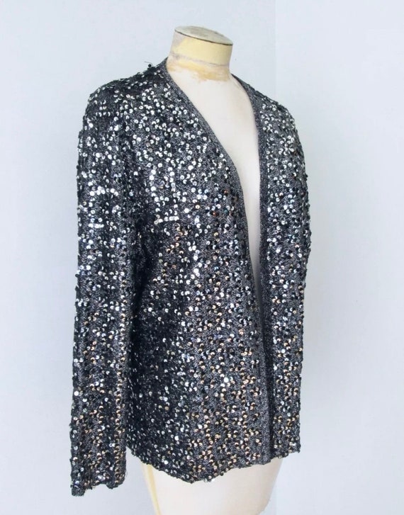 Louis Féraud black sequin evening jacket - L - 1990s second hand vintage –  Lysis