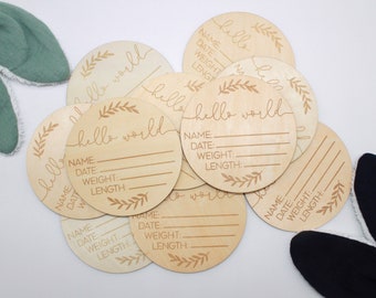 Hello World Plaque | Baby Announcement Sign | New Baby | Keepsake | Photo Prop | Nursery Decor | Personalised Flat Lay Prop | Engraved
