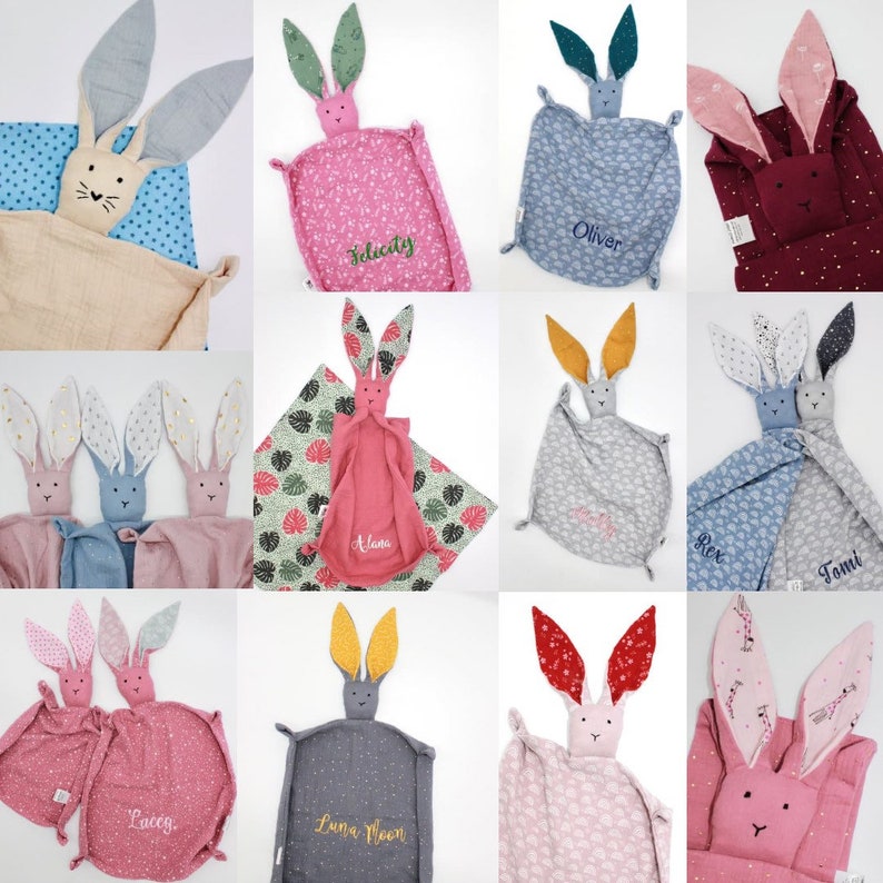 BUILD YOUR OWN Baby Muslin Comforters Sewgood Bunny Comforter Easter Baby Gift Baby Soother Security Baby Snuggle Blanket Lovey image 3