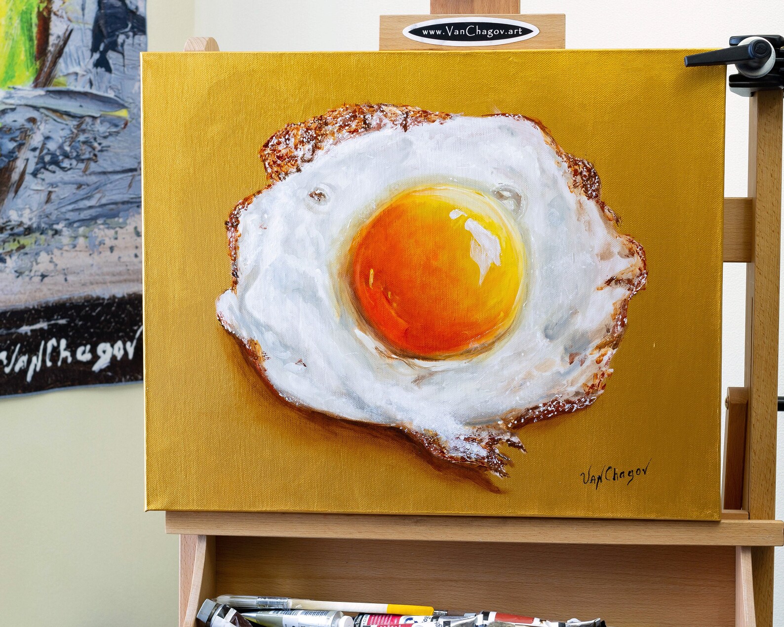 Fried Egg Original Oil Painting Still Life Fried Egg Classic Etsy